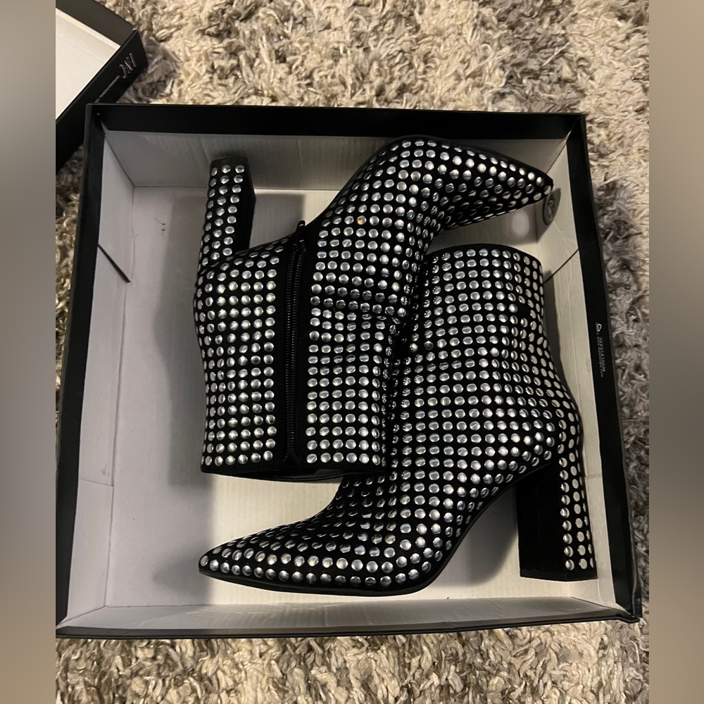 Inc black studded booties size 8 used